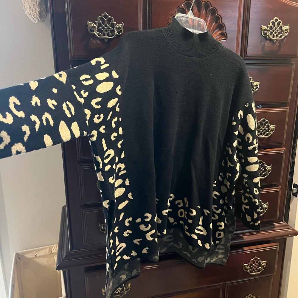 Black and Cream Leopard Print Sweater
